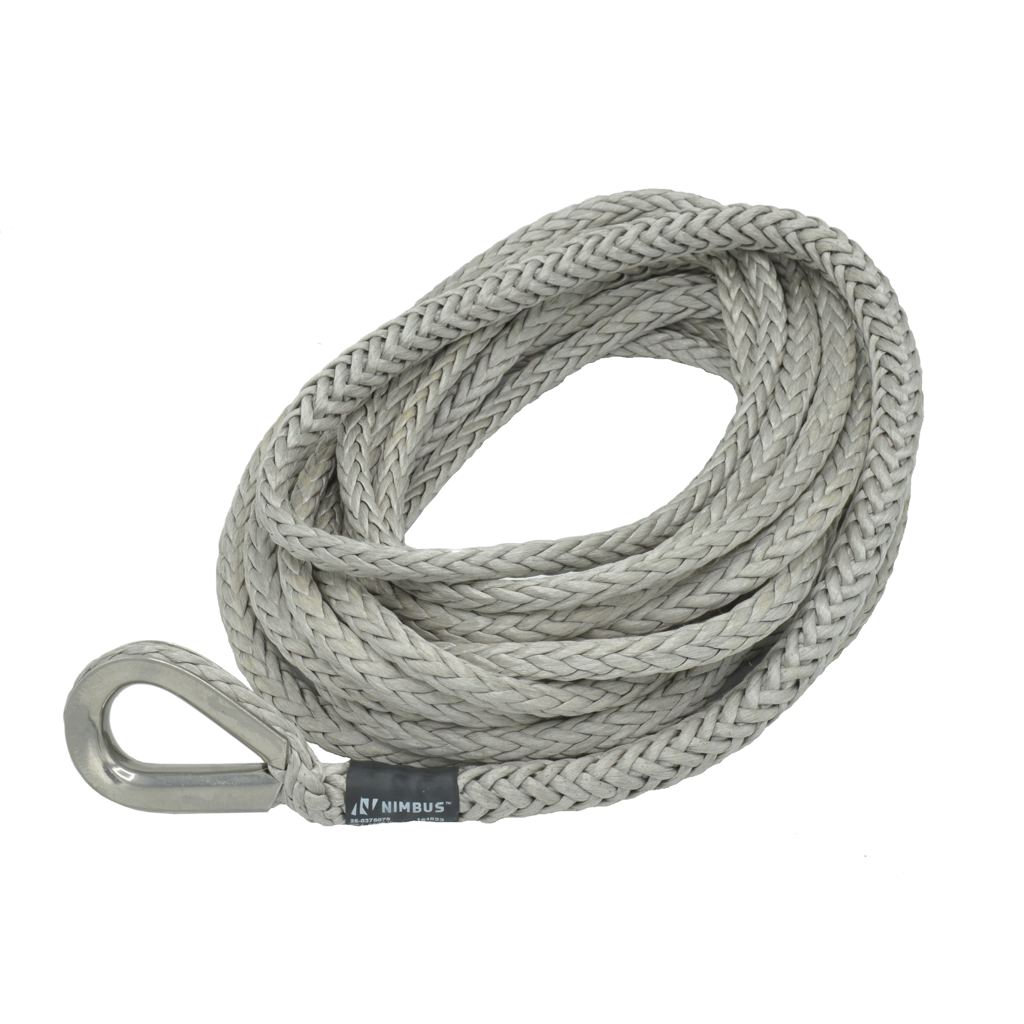 Nimbus, Synthetic Winch Line Ext w/Thimble Kevlar Tail, Max. Capacity 19800 lb, Length 75 ft, Diameter 3/8 in, Model# 27-0375075